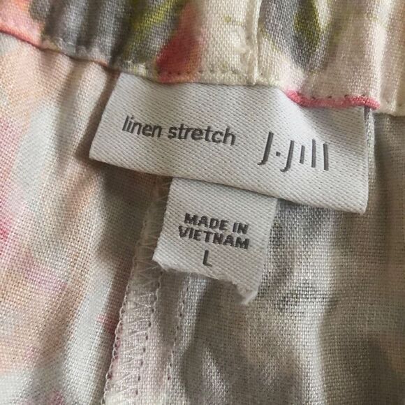 J. Jill Linen stretch, floral, capri Ankle pants L - Picture 2 of 5